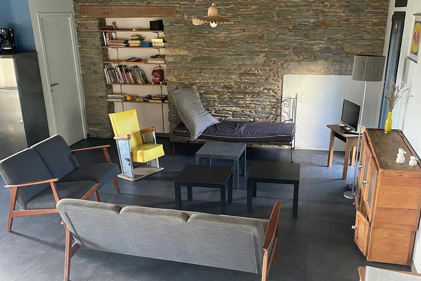Espace salon dans le gîte